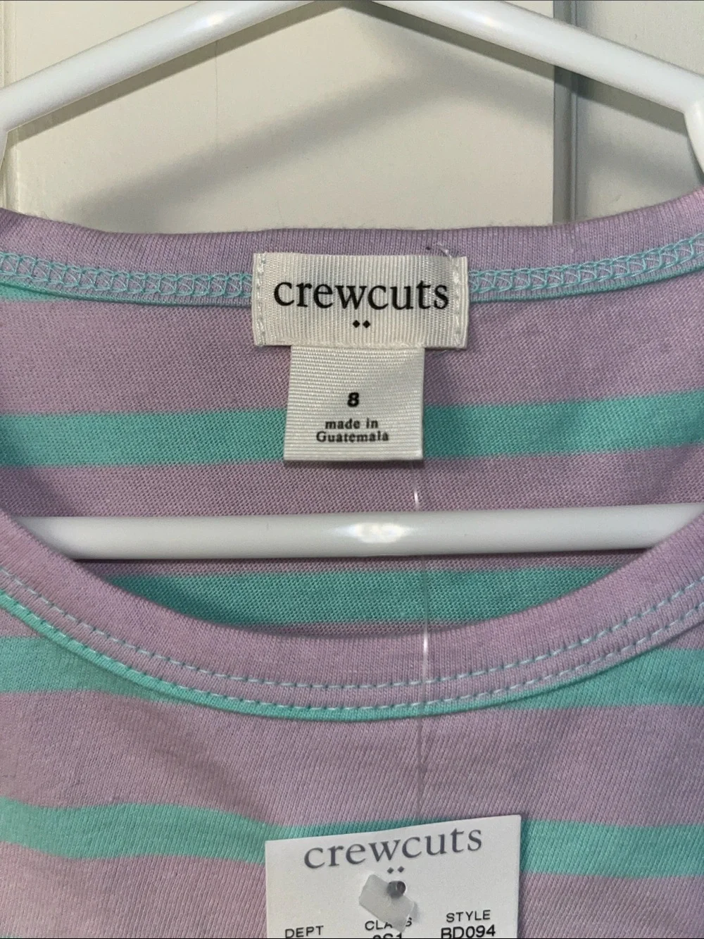 Crewcuts Mint and Lavender Striped Long-Sleeve Pocket Dress